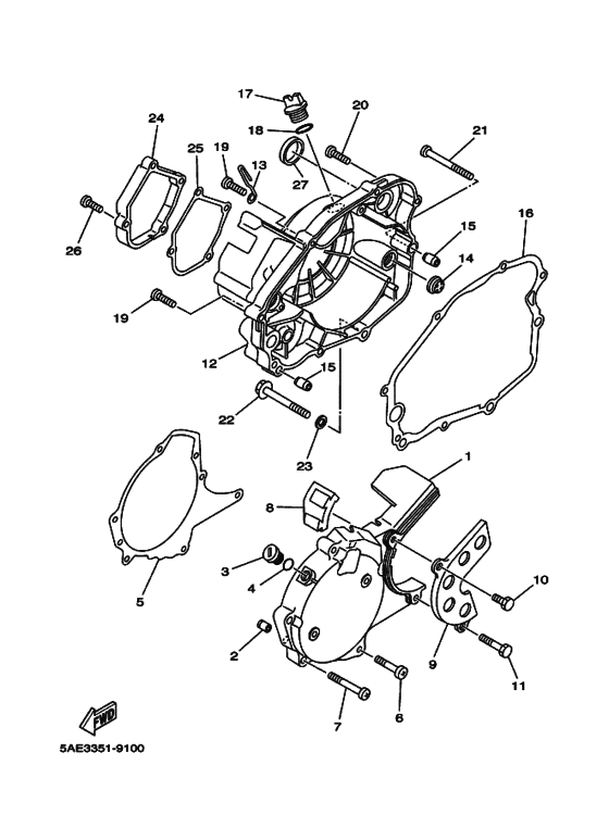 TDR125 Crankcase cover ass`y  (v