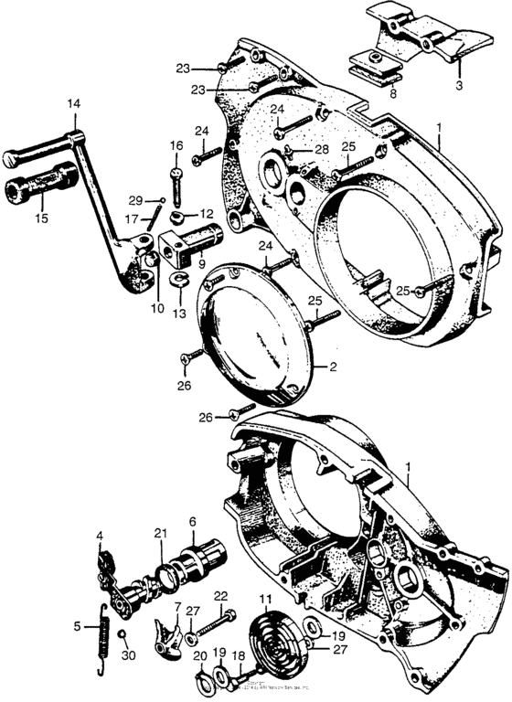 Kick starter + right crankcase cover