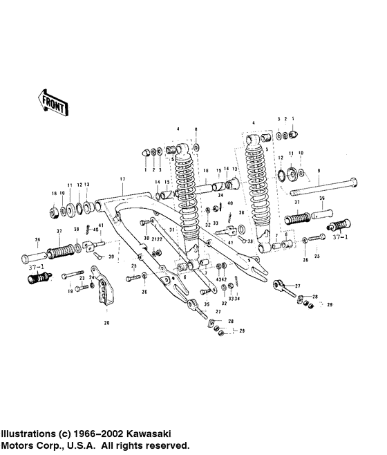 Swing arm/shock absorbers