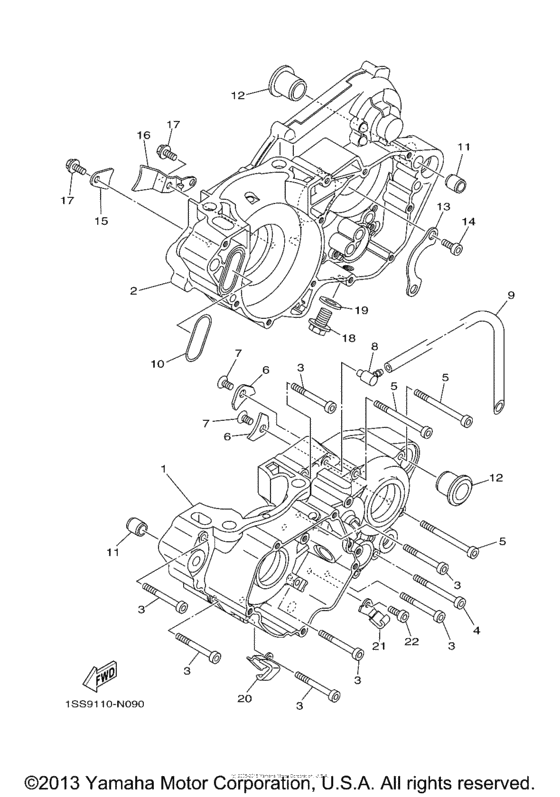 YZ250E2 Картер двигателя