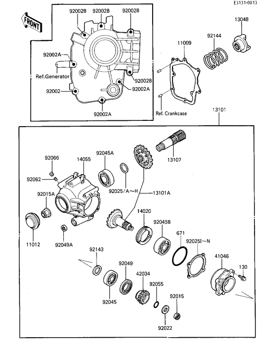 Front bevel gears