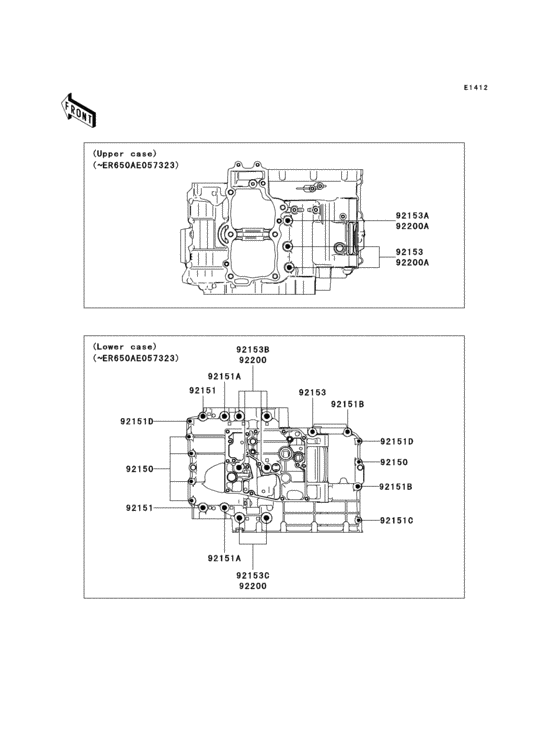 EX650 Болты крепления картера