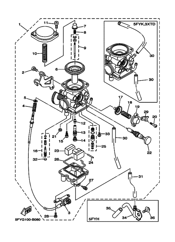 TW200E Carburetor assy