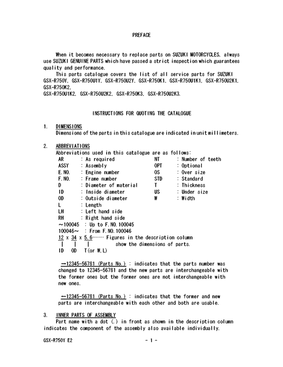 GSX-R750 Catalog preface