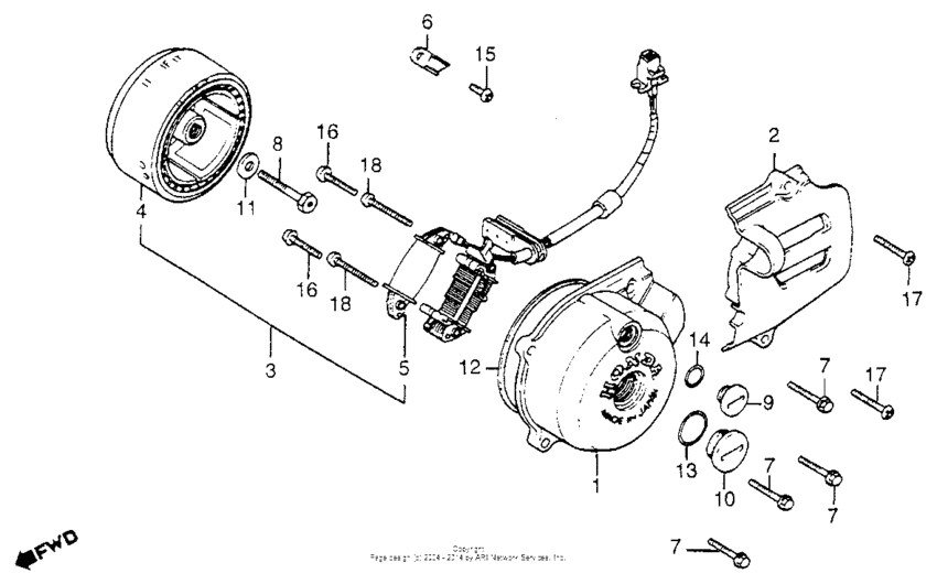 Left crankcase cover + alternator