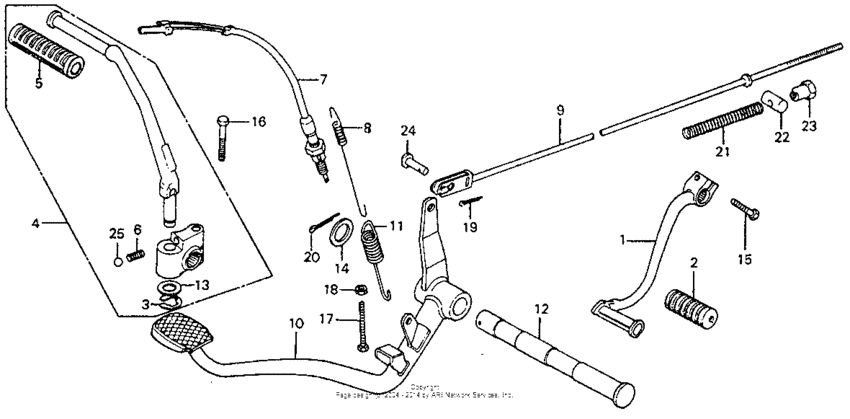 Pedal + kick starter arm