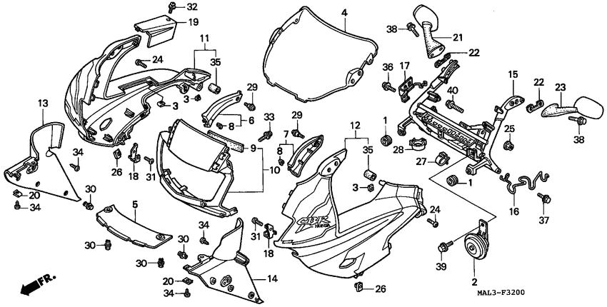 Upper cowling assy