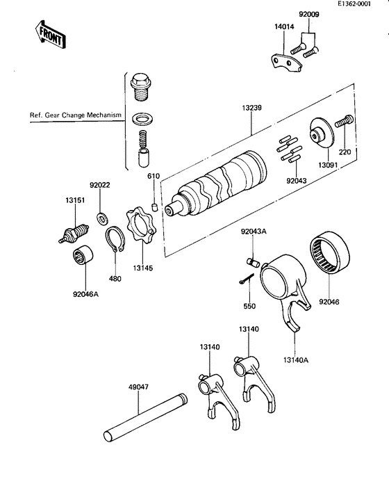 Gear change drum & forks