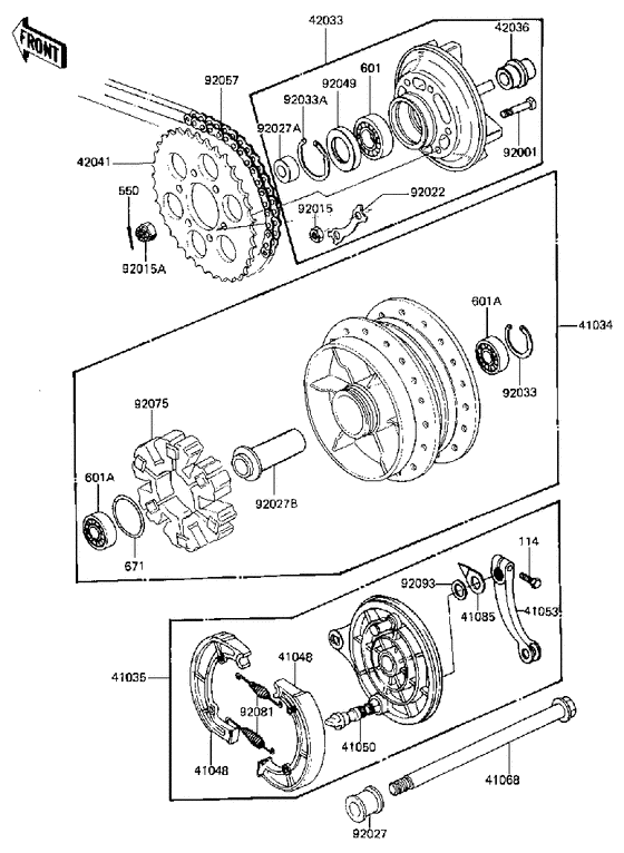 Rear hub/brake/chain