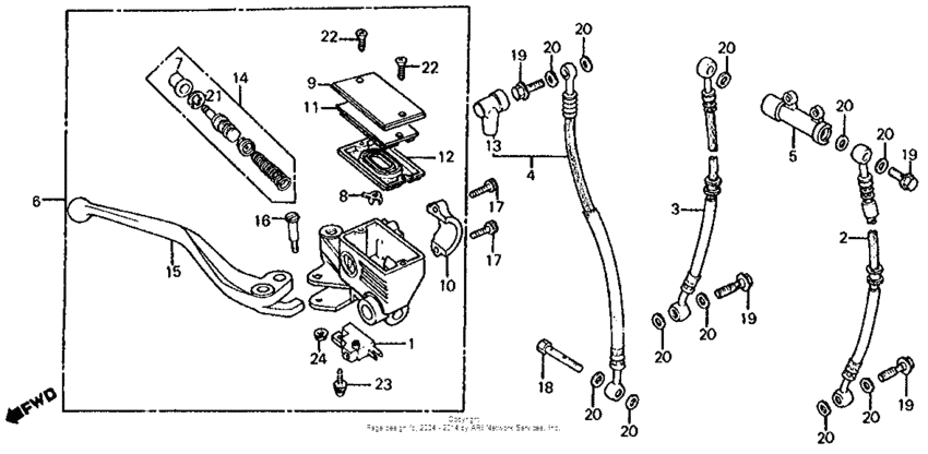 Front brake master cyl. + right control lever
