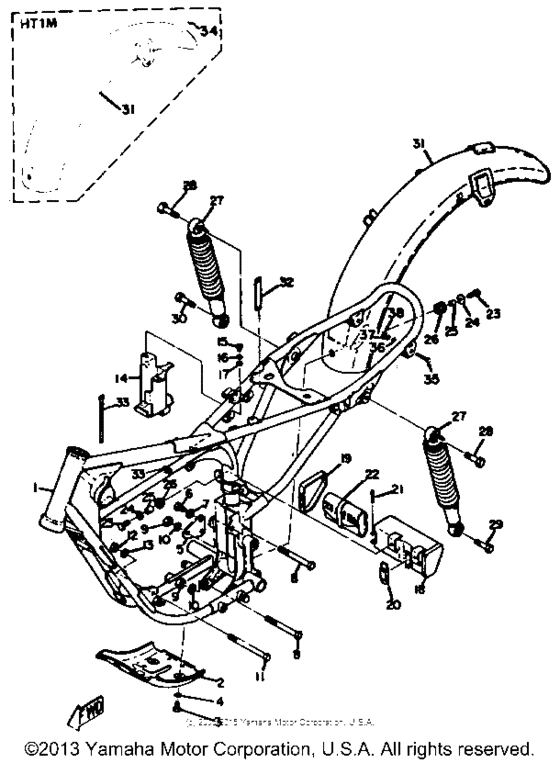 Frame, rear cushion & rear fender