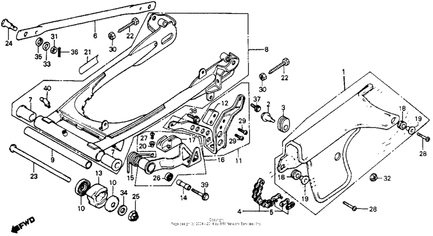 Swingarm + chain guard