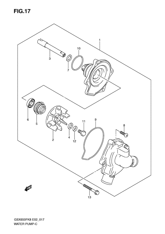 GSX650F Водяная помпа