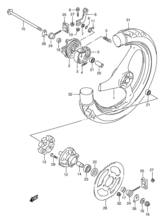 Rear wheel complete assy