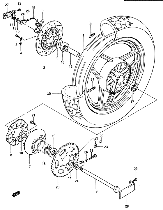 Rear wheel complete assy