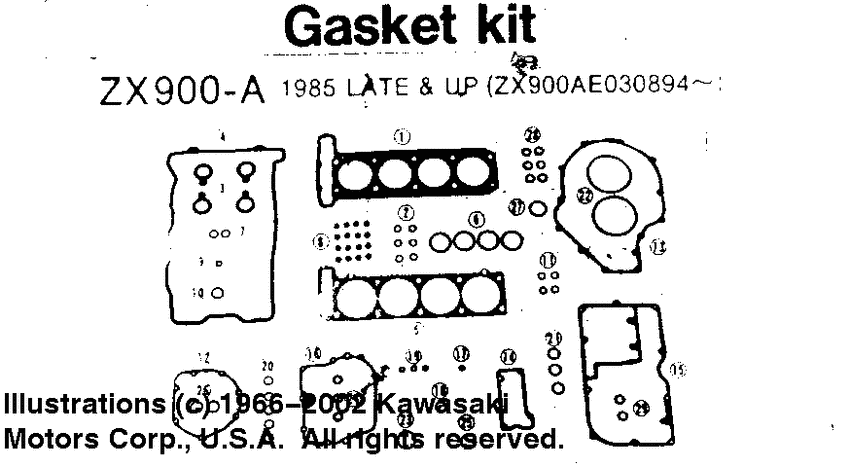 Gasket kit zx900-a 1985 late & up