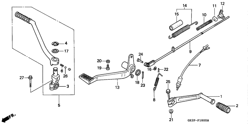 Pedal/kick starter arm