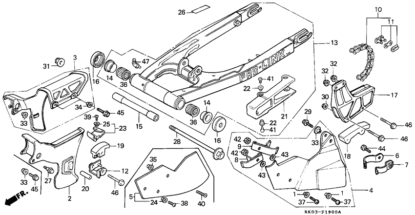 Rear fork/chain case