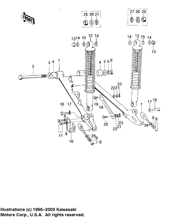 Swing arm/shock absorbers