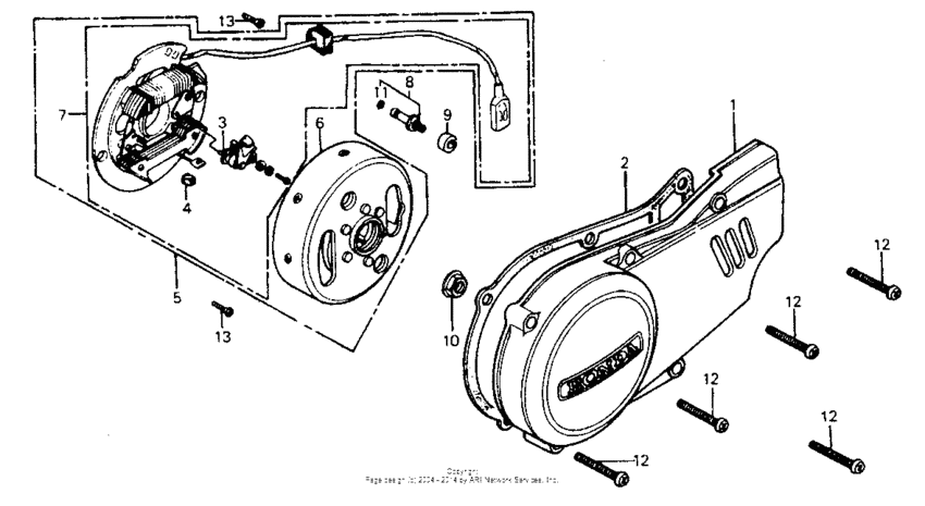 Left crankcase cover + alternator