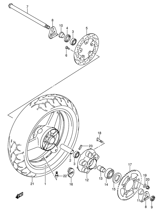 Rear wheel complete assy