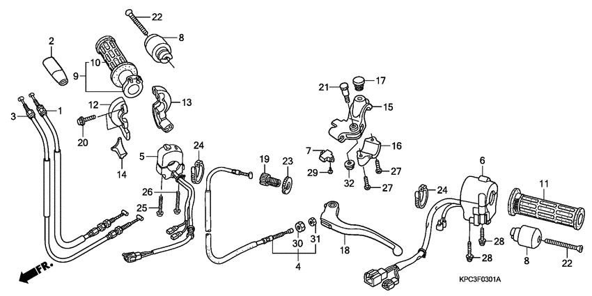 Handle lever/switch/cable