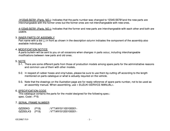 GZ250 Catalog preface