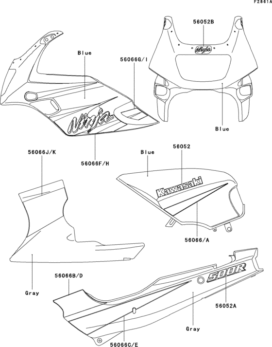 EX500 Decals(blue)(d10 / d11)