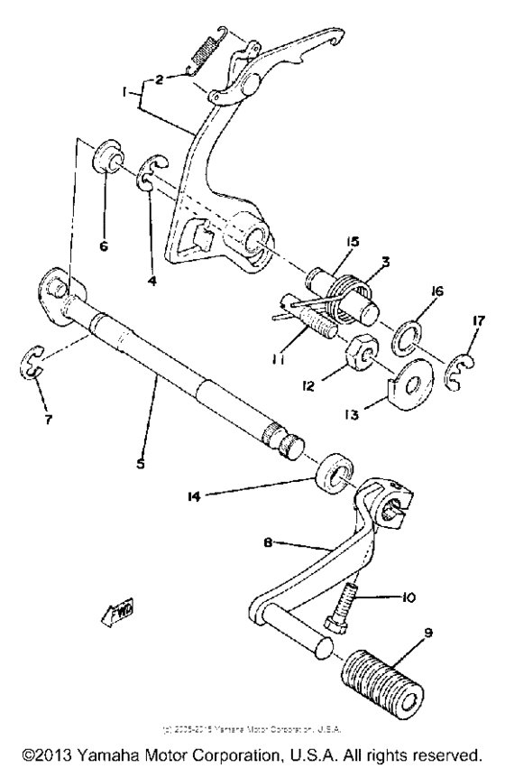 Shift shaft-pedal