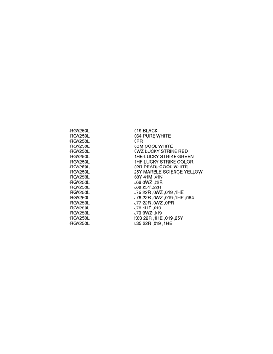 RGV250 Color chart