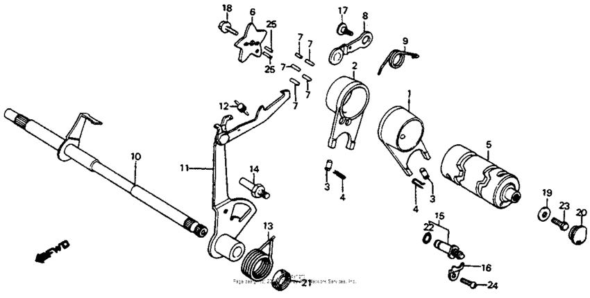 Shift drum + shift fork
