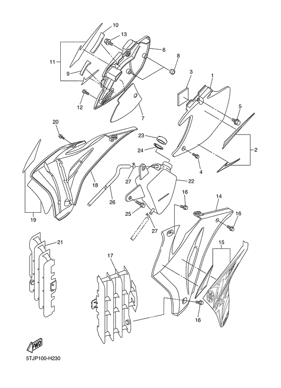 WR450FY Боковые обтекатели