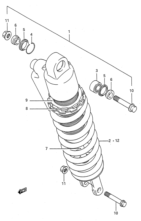RM125 Абсорбер удавный в сборе задний