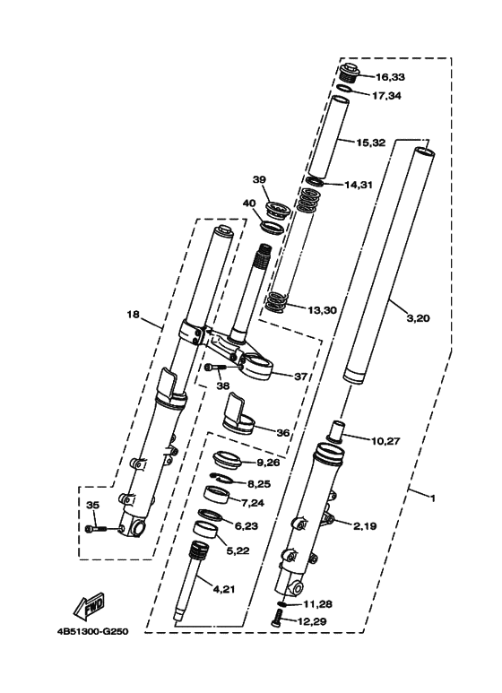 XP500 Вилка передней оси