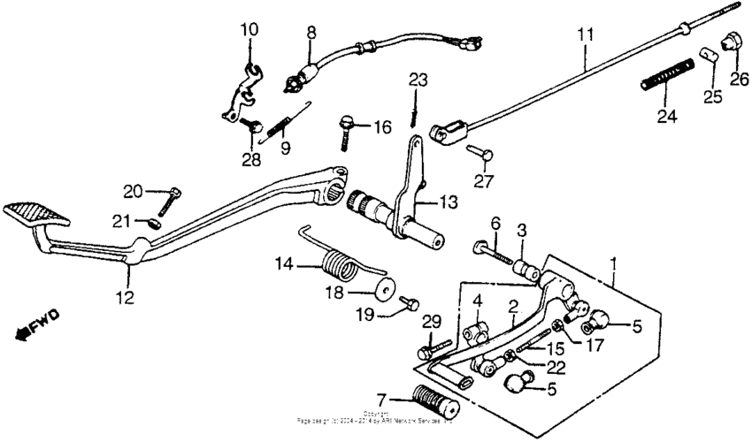 Brake pedal + gearshift pedal