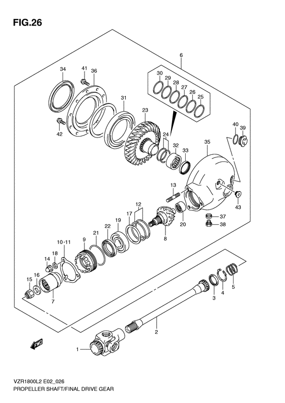 Propeller shaft/final drive gear