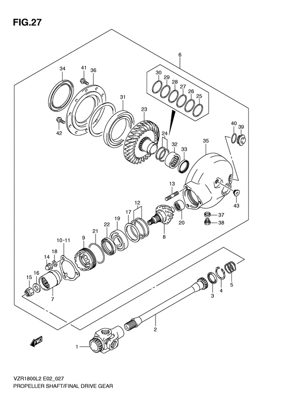 Propeller shaft/final drive gear