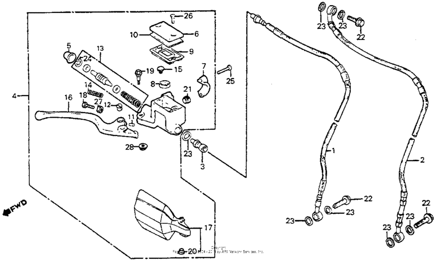 Front brake master cylinder 84-85