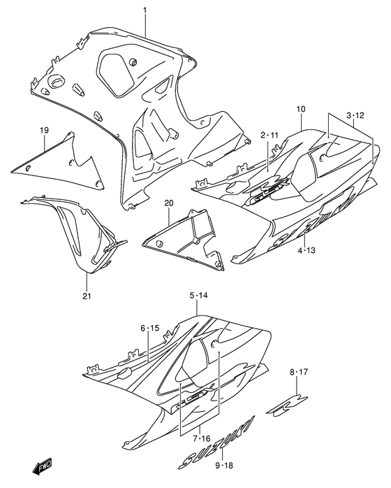 GSX-R750 Under cowling body