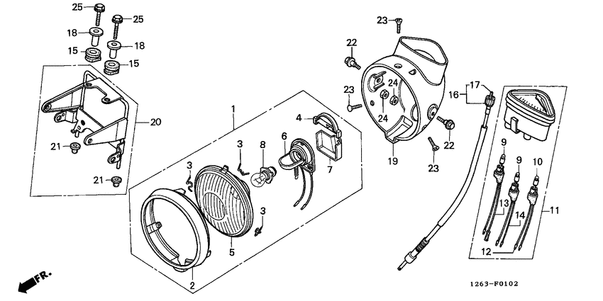 Headlight/speedometer
