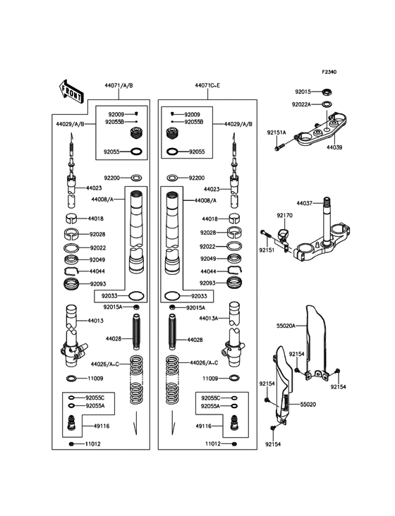 KX100 Передняя вилка