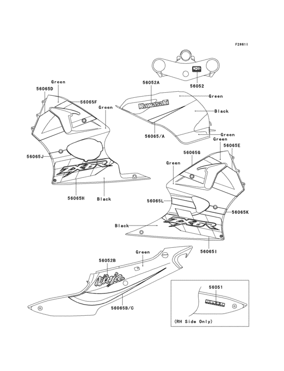 ZX600 Decals(green / black)(zx600-j3)