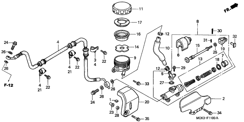 Rr. brake master cylinder