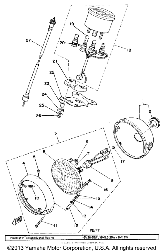 Head lamp-speedometer