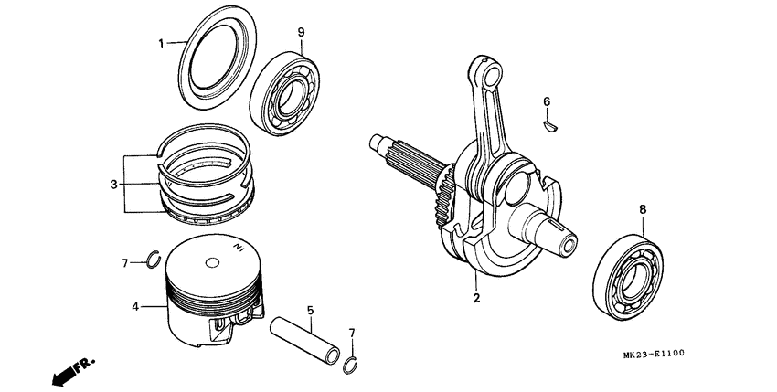 Piston/crankshaft