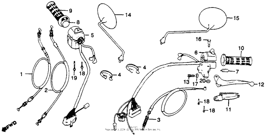 Handle lever + switches + cables