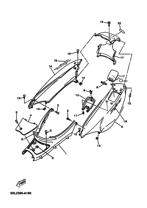 YP125E Боковая крышка