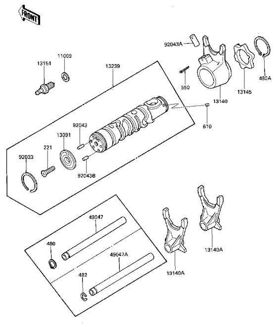 Gear change drum & forks