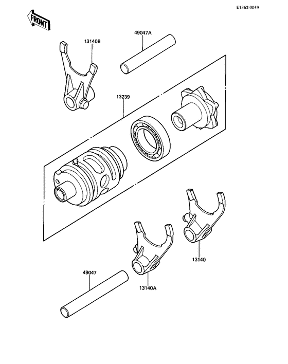 Gear change drum & forks