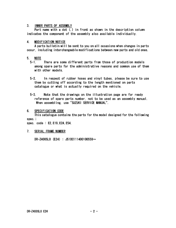 DR-Z400 Catalog preface